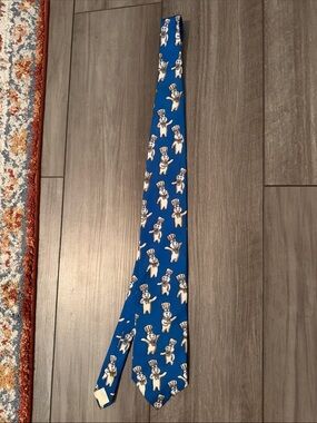 Ralph Marlin Blue Novelty Tie with White Character Print